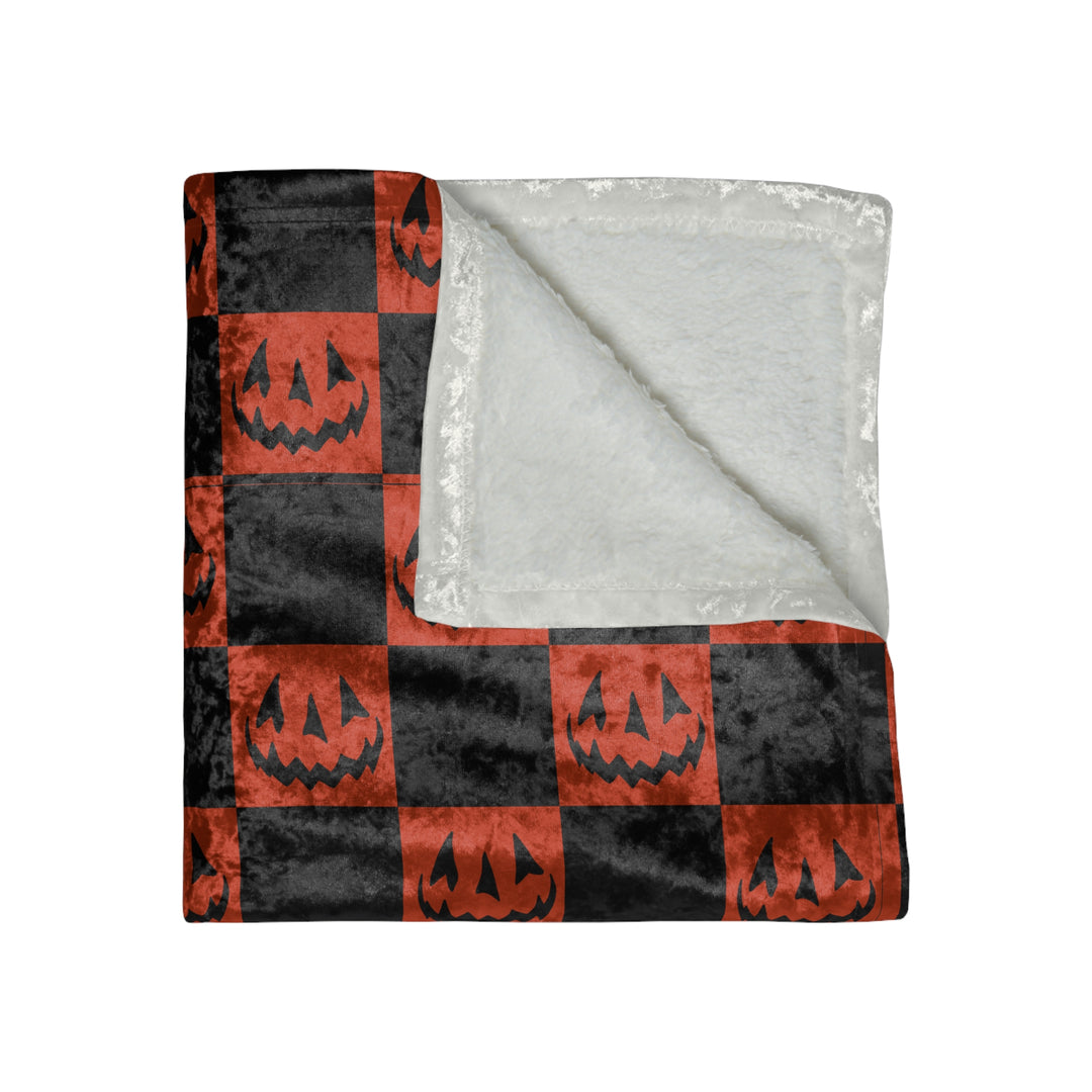 Halloween Checkered Crushed Velvet Blanket