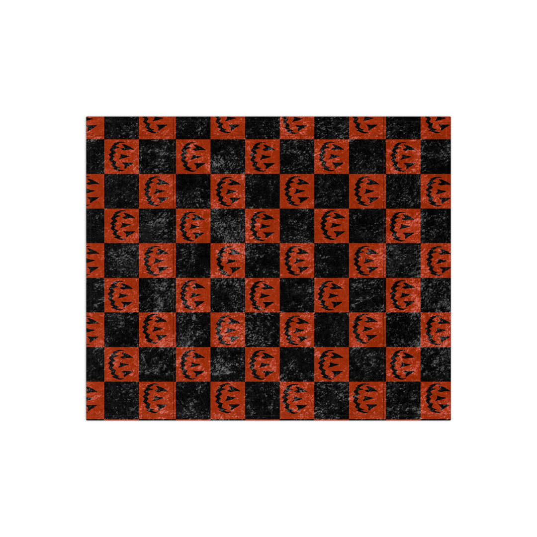 Halloween Checkered Crushed Velvet Blanket