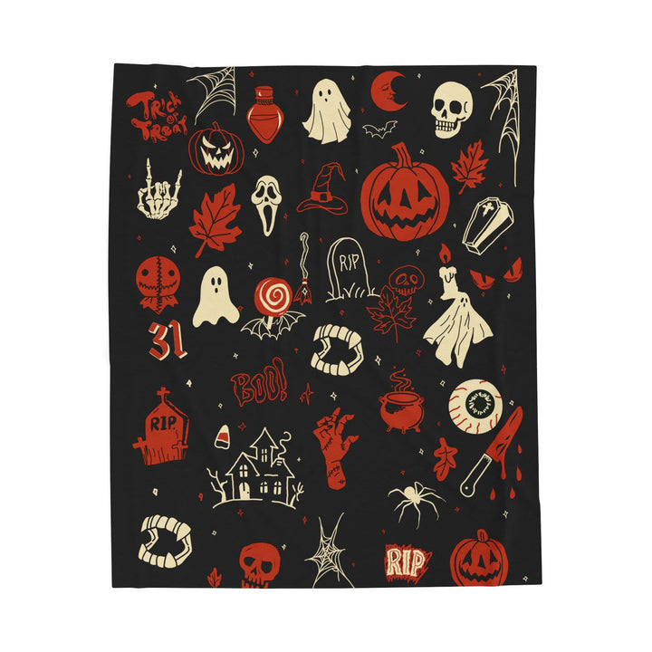 Halloween Doodle Plush Blanket