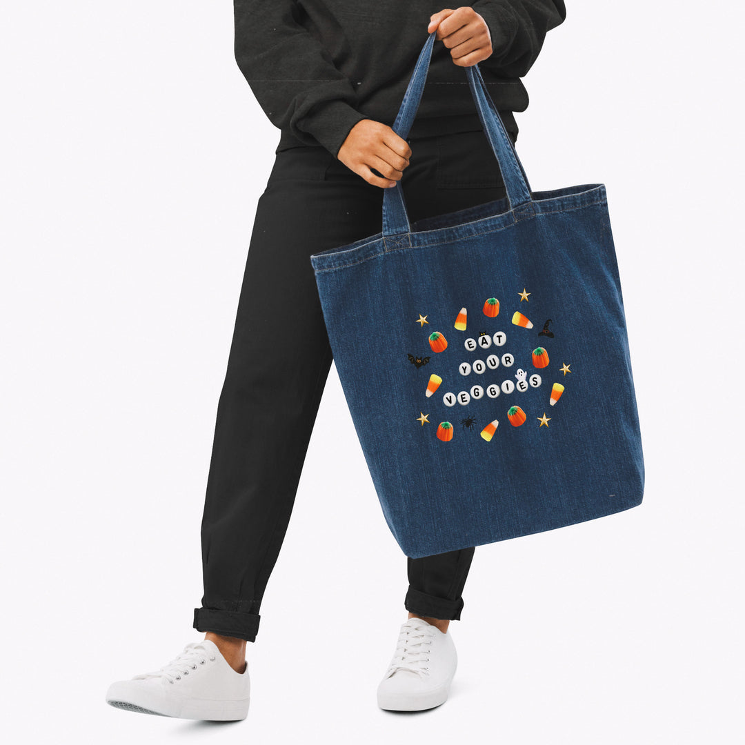 Eat Your Veggies Organic Denim Tote Bag