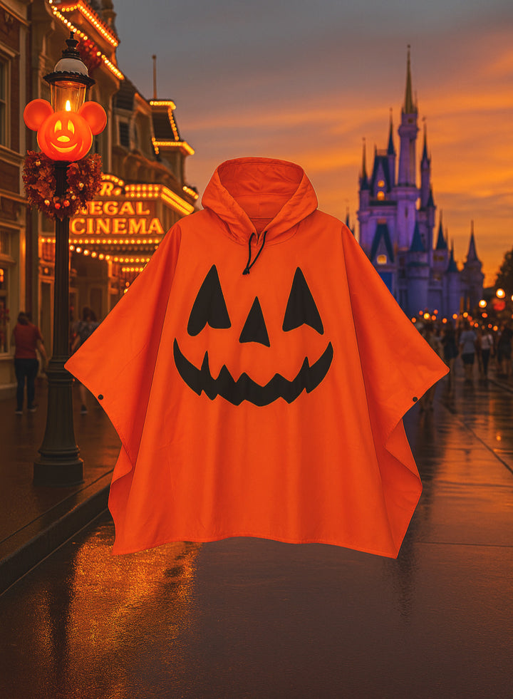 Halloween Pumpkin Rain Poncho