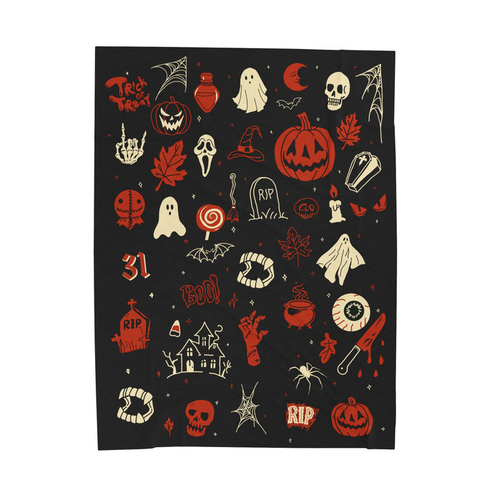 Halloween Doodle Plush Blanket