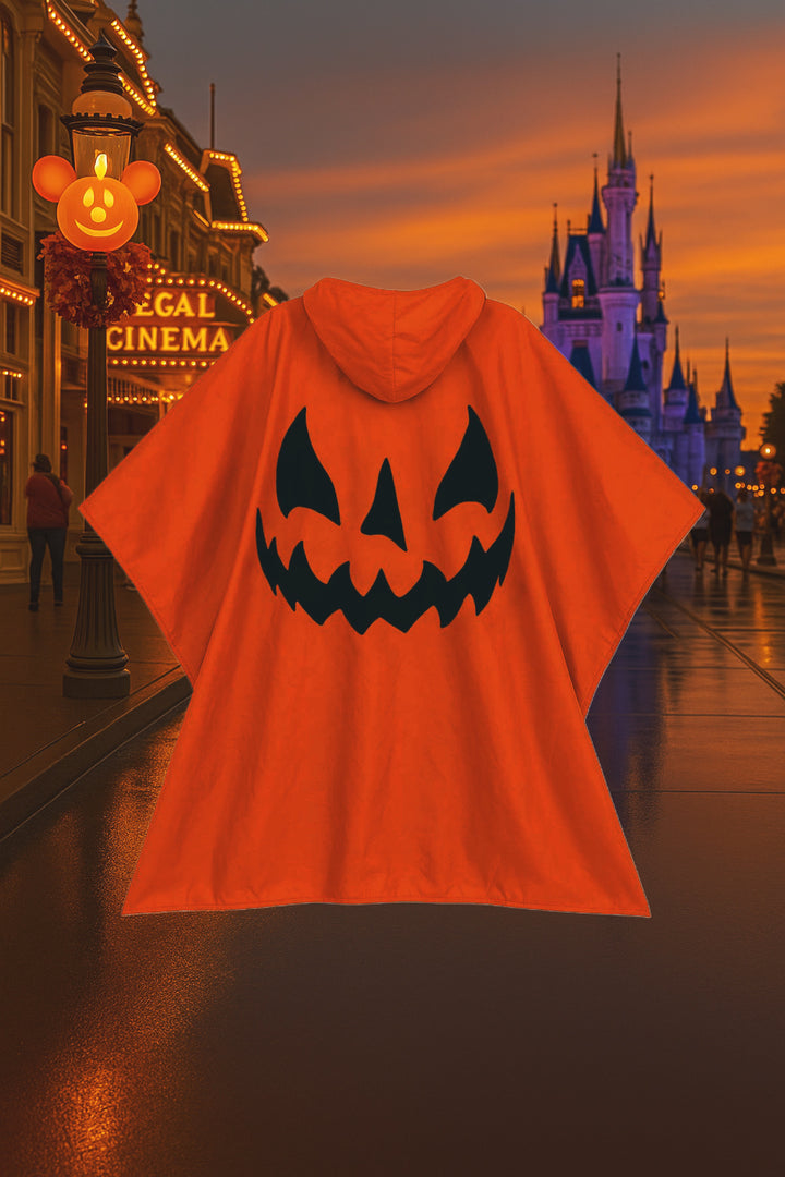 Halloween Pumpkin Rain Poncho
