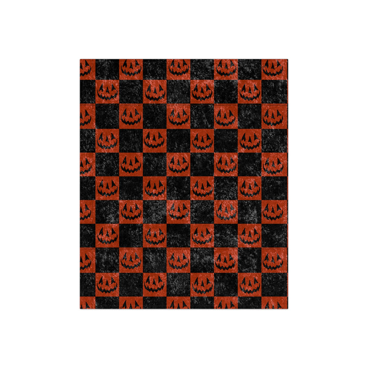 Halloween Checkered Crushed Velvet Blanket