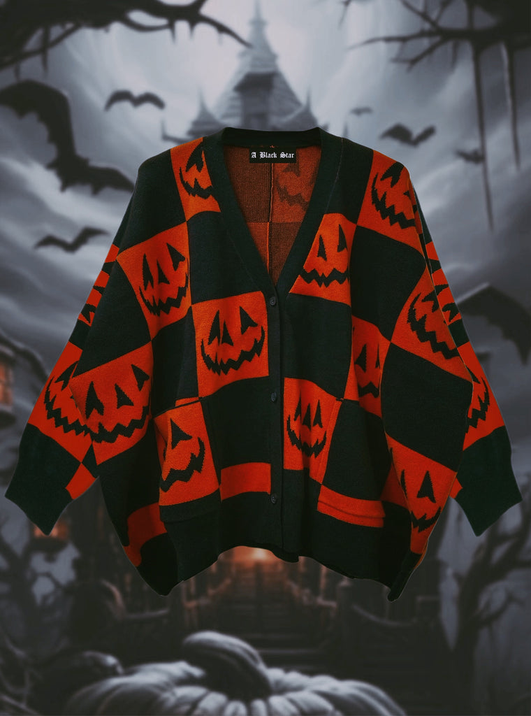 Pumpkin Checkered Slouchy Cardigan – A Black Star