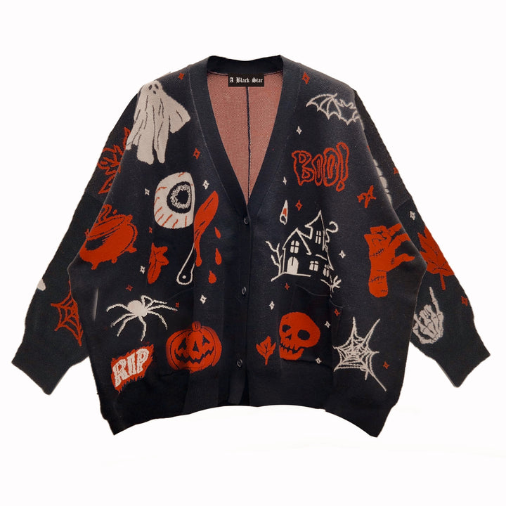 PRE-ORDER Halloween Patch Slouchy Cardigan
