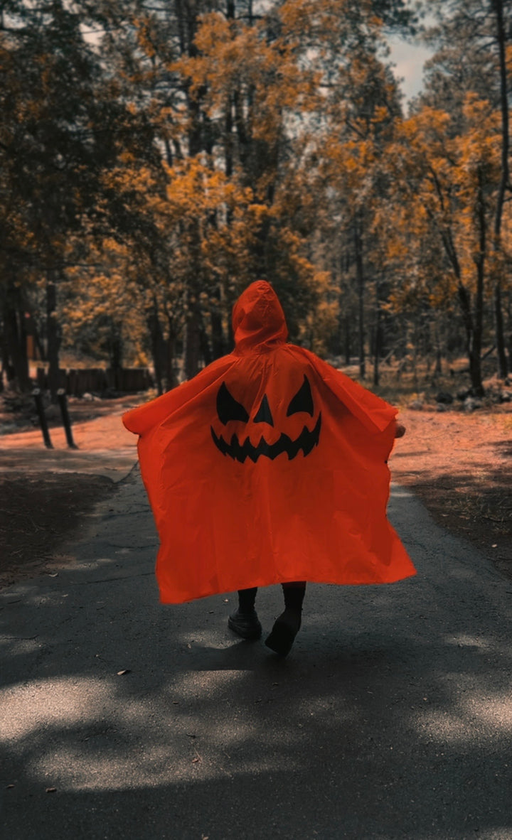 Halloween Pumpkin Rain Poncho
