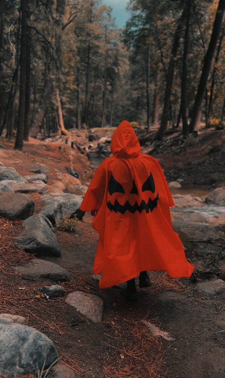 Halloween Pumpkin Rain Poncho