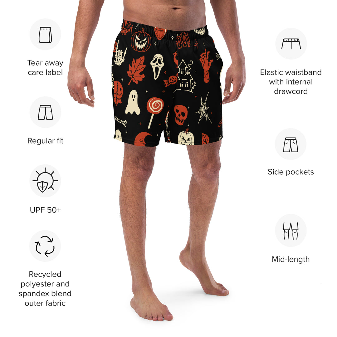 Halloween Doodle Mens Recycled Swim Trunks