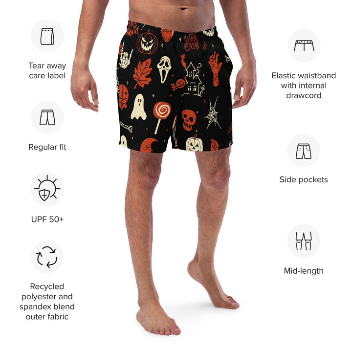Halloween Doodle Mens Recycled Swim Trunks