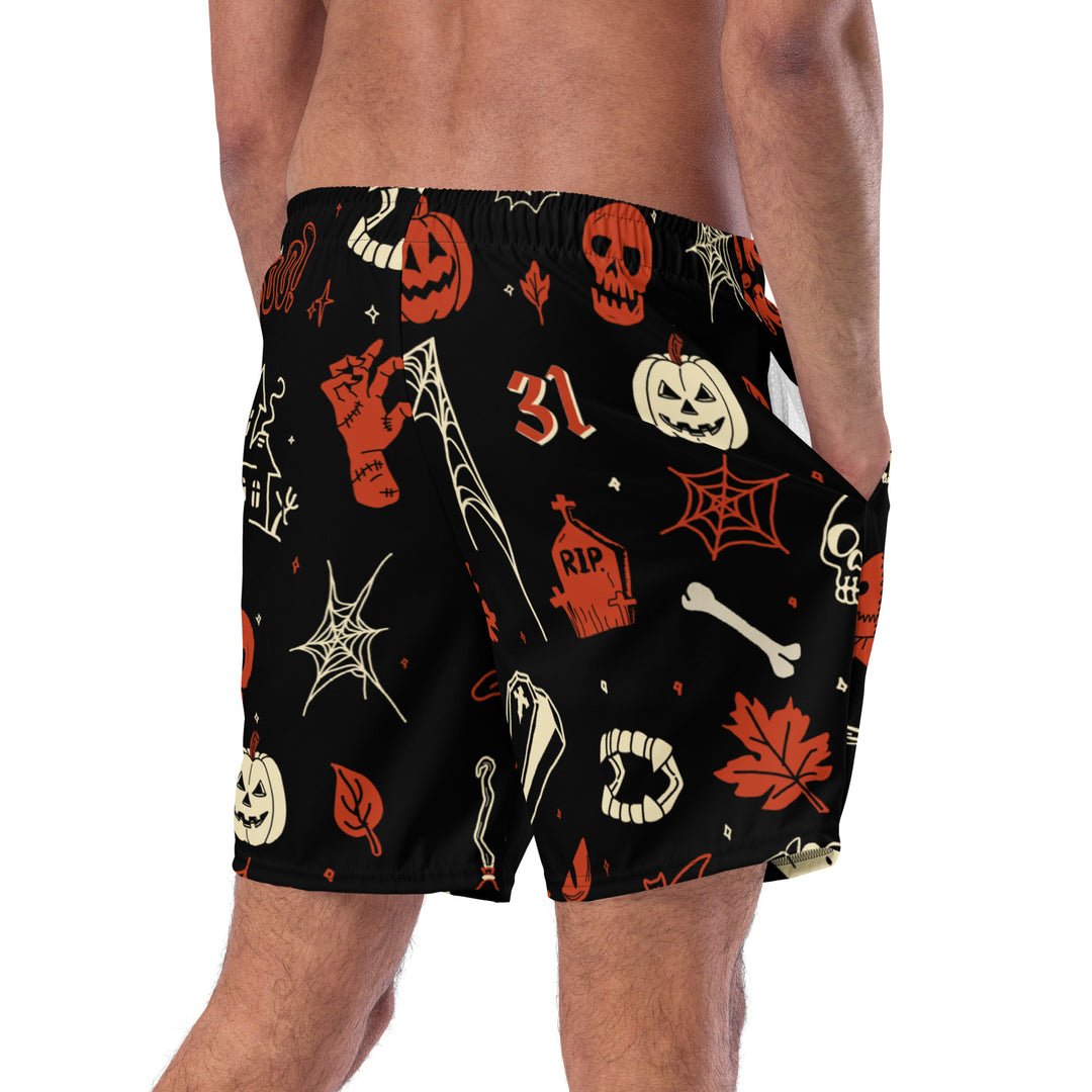 Halloween Doodle Mens Recycled Swim Trunks