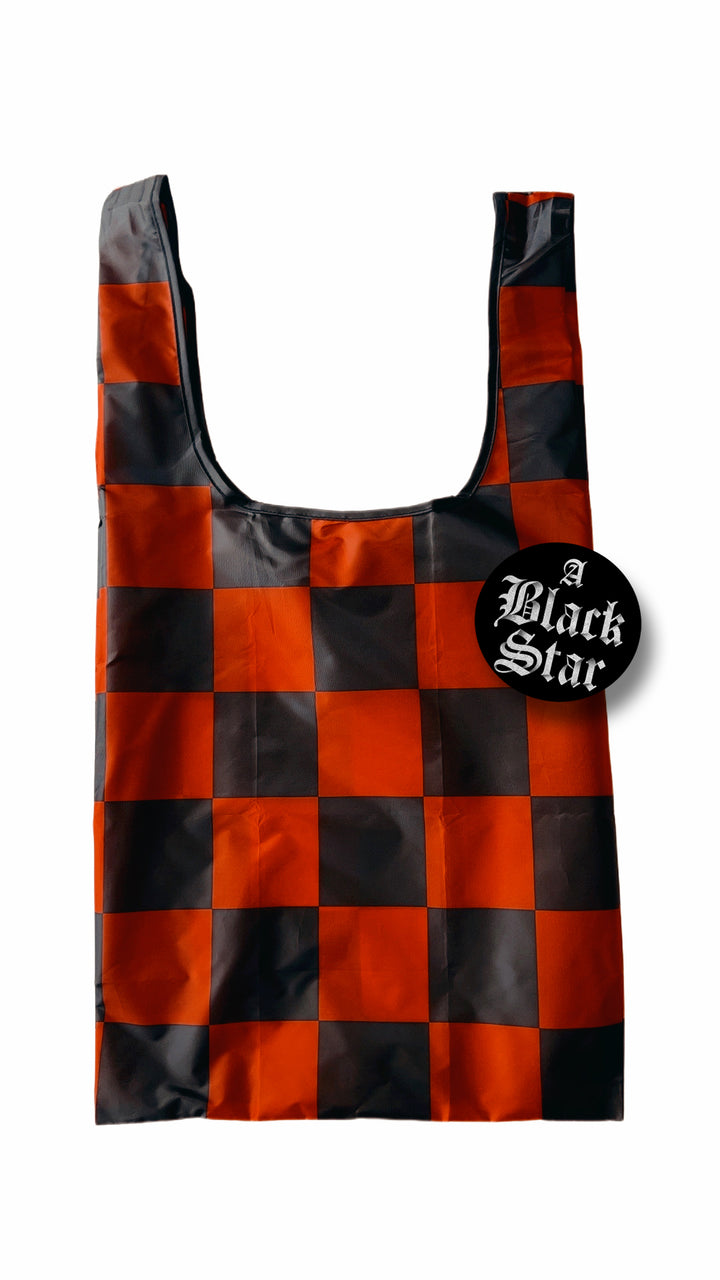 Orange/Black Checkerd Reusable Shopping Bag