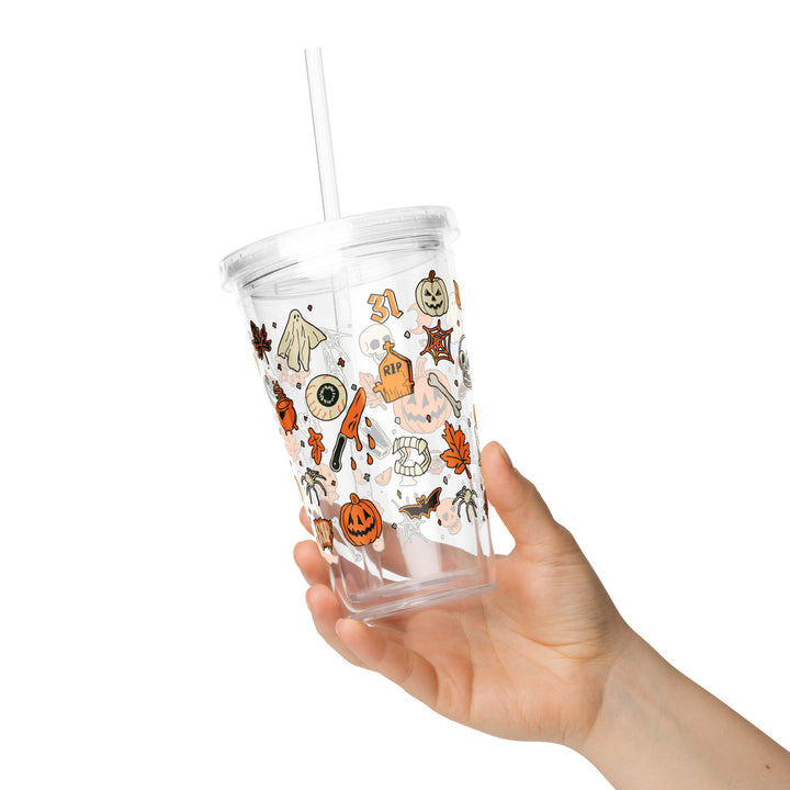 Halloween Doodle Plastic Tumbler