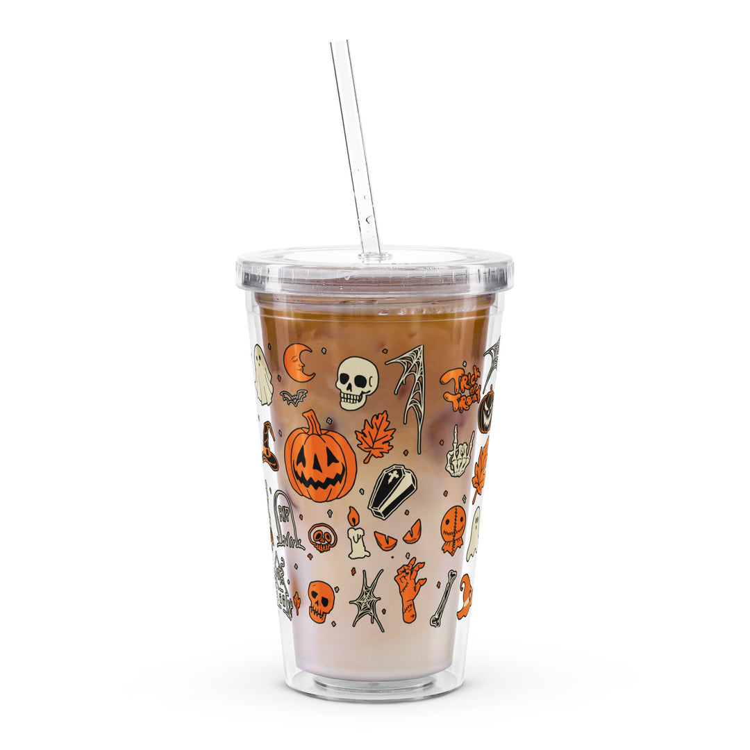 Halloween Doodle Plastic Tumbler