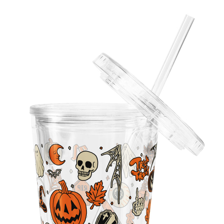 Halloween Doodle Plastic Tumbler