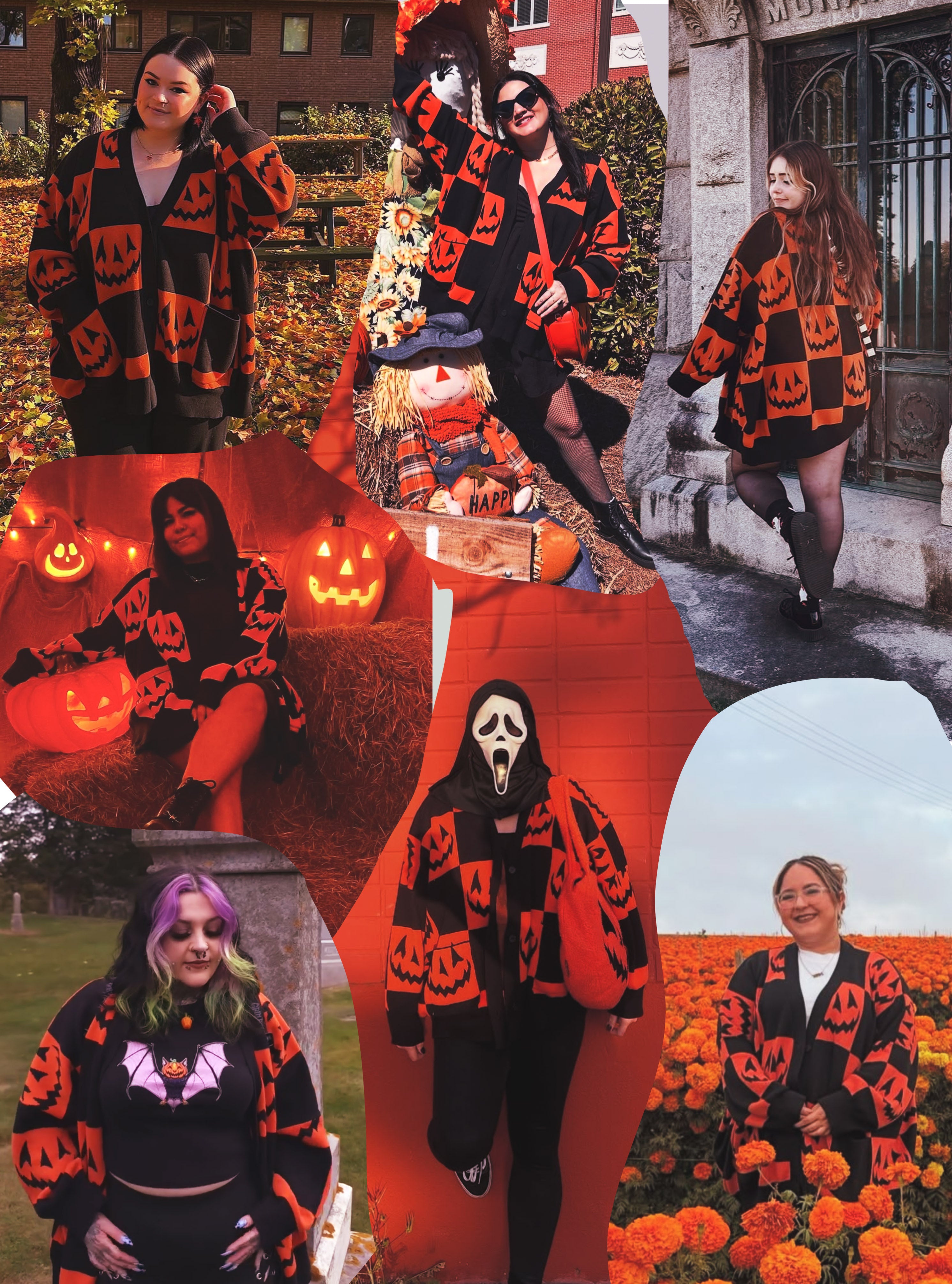 Pumpkin Checkered Slouchy Cardigan – A Black Star