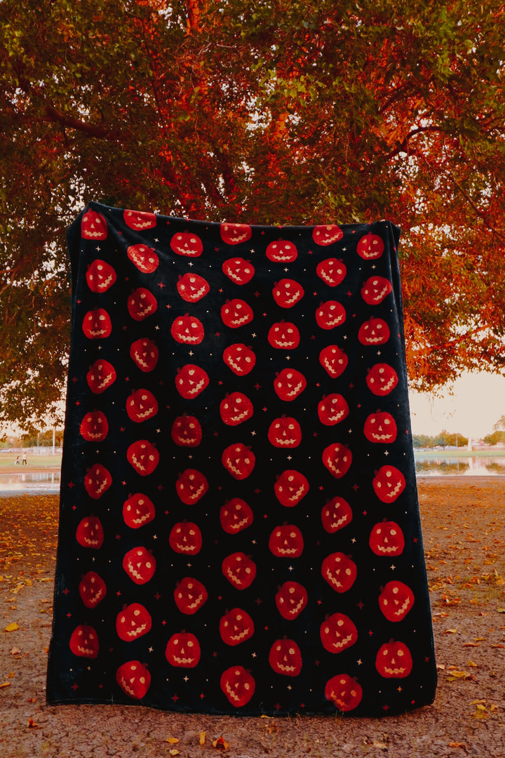 Jack-O-Lantern Fleece Blanket, Halloween Blanket, Halloween Decor, Pumpkin blanket