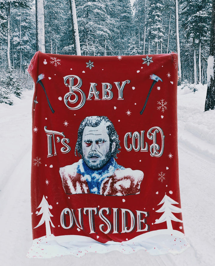 Baby It's Cold Outside  Fleece Blanket, Horror Blanket, Christmas Blanket