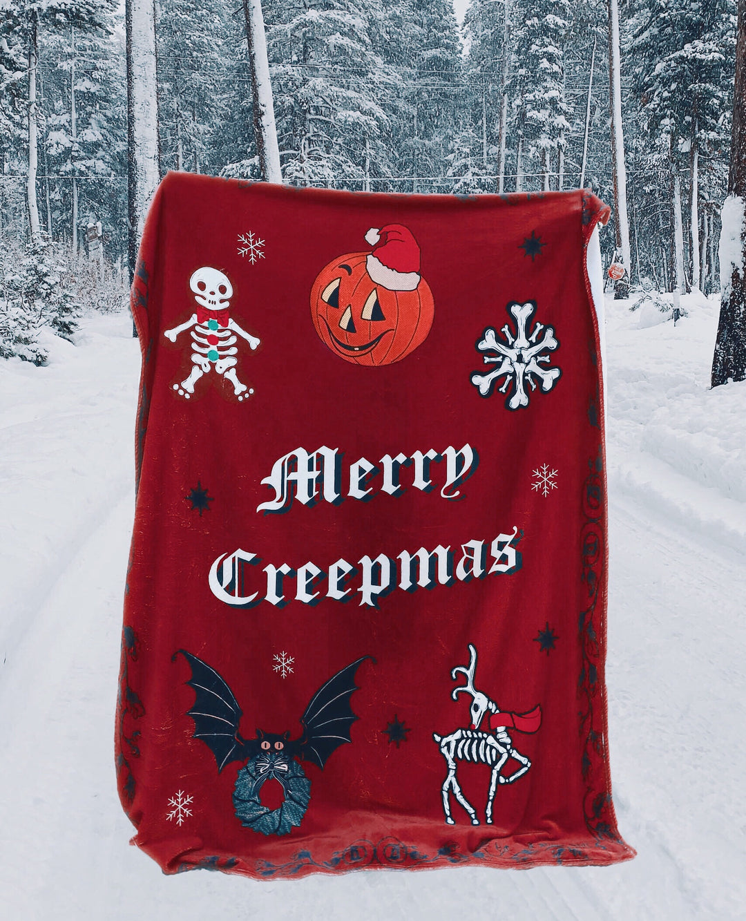 Merry Creepmas Fleece Blanket, Horror Blanket, Christmas Blanket