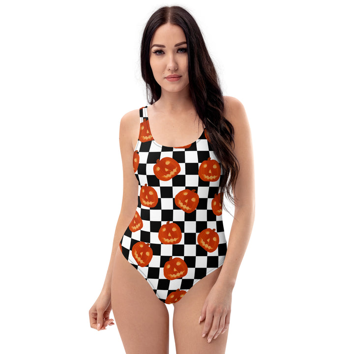 Checkered Pumpkins One-Piece Swimsuit