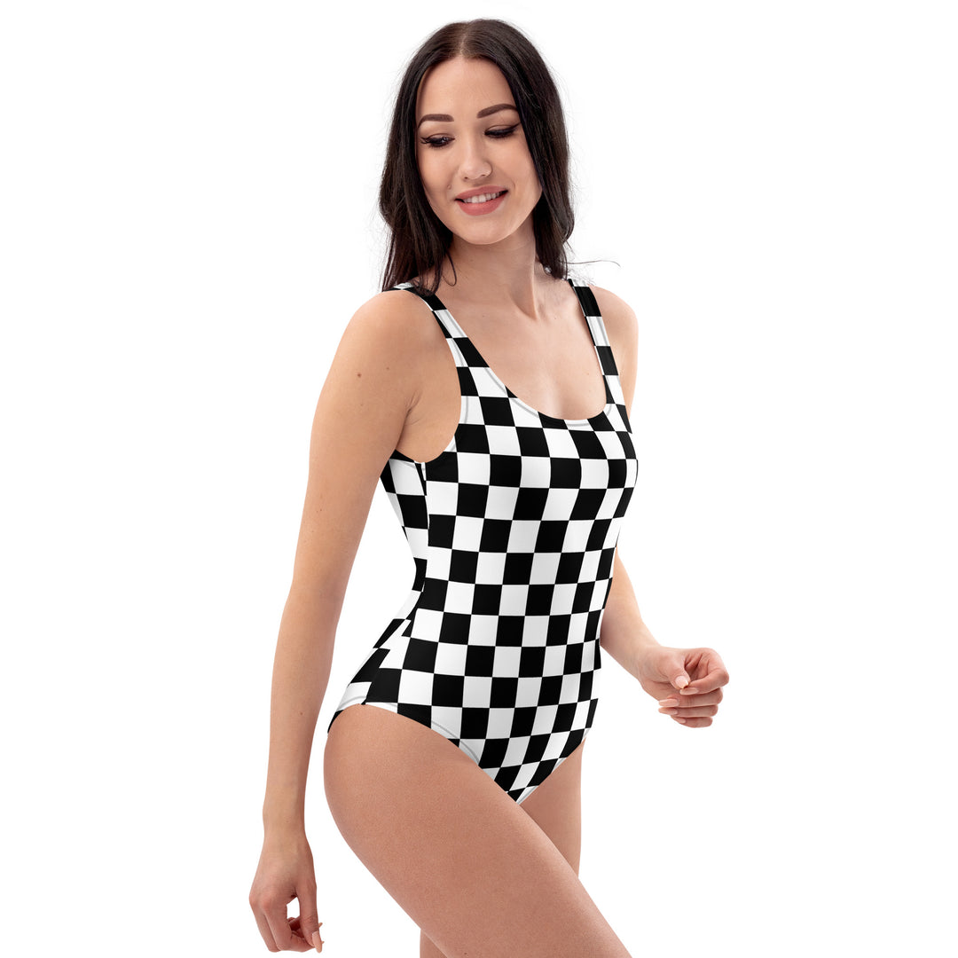 Checkered One-Piece Swimsuit