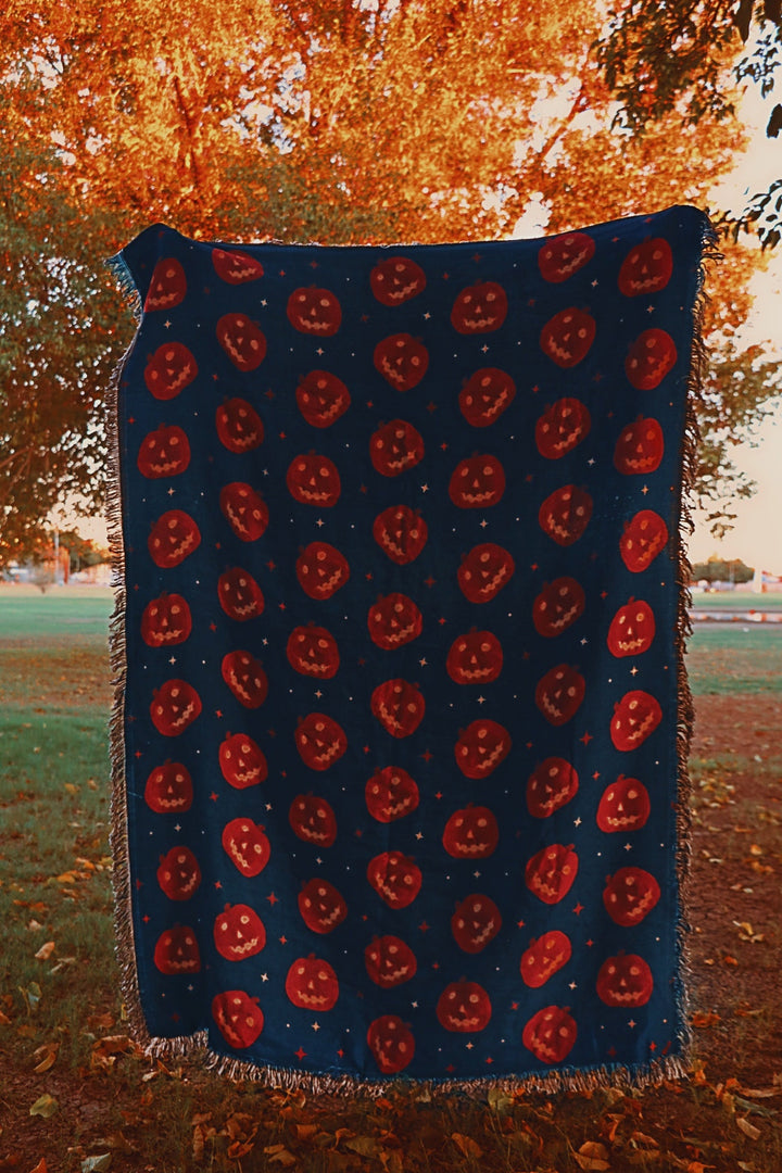 Jack-O-Lantern Woven Blanket/Tapestry, Halloween Blanket